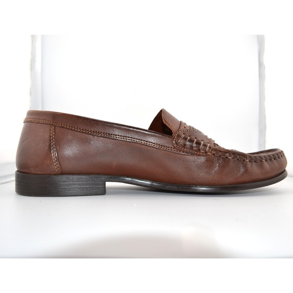 Men's Brown Leather Italian Loafer Penny Moccasin Loafer US10/EU 43 Dress Shoe